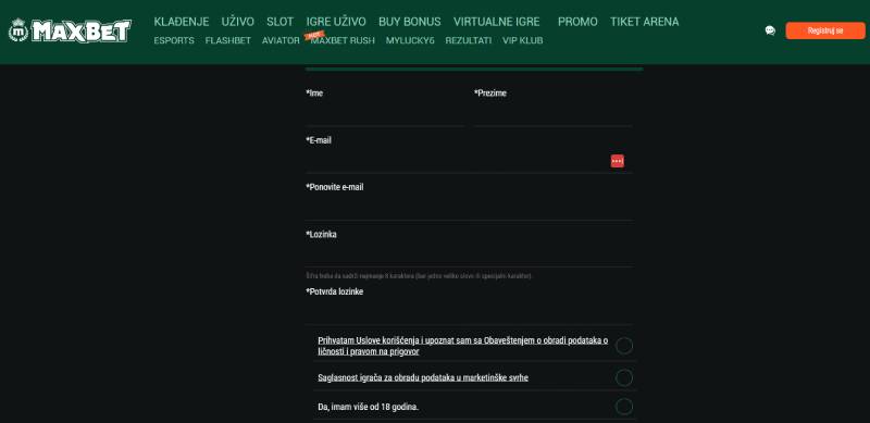 Maxbet registracija